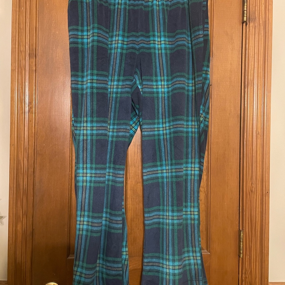 Sleep Chic Plaid Flannel Pajama Pants in Navy and Green, Size XXL